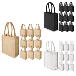 Shopping Bags ASDS-10 Pcs Burlap Gift With Handles Tote Bridesmaid Bag Welcome Blank For Wedding