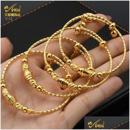 Bangle Aniid 2Pcs/Lot Dubai Gold Colour For Girls/Baby/Kids Charm Gypsophila Bracelet Bells Heart Jewellery Child Christmas Drop Deliver Dhzn0