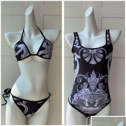 Kadın mayo mayolar tasarımcı bikini mayo y mayo tek parça siyah güneşli hızlı kurutma polyester damla teslimat giyim dh02i