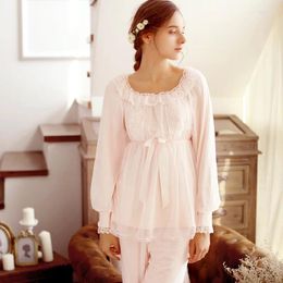 Home Clothing 2024 Spring Summer Women's Sweet Cotton Lace Long-sleeved Homeclothes Princess Pyjamas Female Leisure Sleepwear Nightwear