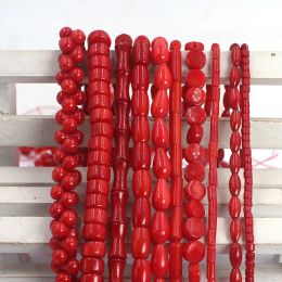 Natural Red Pink Sea Bammboo Coral Irregular Shape Loose Beads for Jewellery Making DIY for Bracelet Necklace Accessories 15"