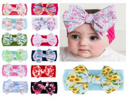 Baby Printed Bow Elastic Headbands Soft Bohemian Bow Hair Band Girls Cactus Flamingo Flower Print Headbands HHA4988783329