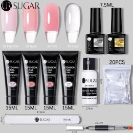 Gel UR SUGAR 15ml Acrylic Quick Building Extension Gel Kit Nail Art Clear Pink Camouflage Hard Jelly Soak Off Building Nail UV Gel