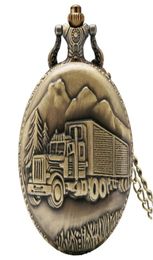 Vine Bronze Retro Big Truck Forest Tree Pocket Watch Quartz Analogue Watches Necklace Chain for Car Driver Men Women Gift2078880