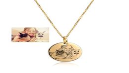 Custom Engraved Pet Po Necklace Stainless Steel Disc Engraving Blank Necklace Personalized Name Po Jewelry Drop whol2388200