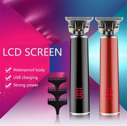 LCD Liquid Crystal Display Engraving Oilhead Trimmer Electric Hair Clipper Tblade Clippers Red Dark Gray195L5231791