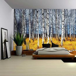 Tapestries Landscape Wall Hanging Decorative Tapestry Nature Tree Painting Cloth Craft Background Decor Scenic Rectangular Mat