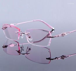 Eye Glasses Frames For Women Rhinestone Rimless Eyeglass Lady Reading High Clear Lens Hyperopia Women039s Pink Presbyopic11847087