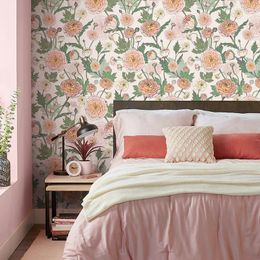 Wallpapers Bright Peony Rose Watercolor Print Wallpaper Chic Floral Self Adhesive Wall Stickers Elegant Interior Decoration 17.7" 118"