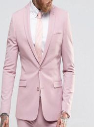 Pink Slim Fit Wedding Tuxedos for Groom Wear 2018 Notched Lapel Custom Made Groomsmen Suit Two Piece Mens Suits Jacket Pants7534916