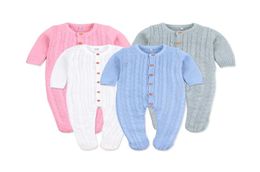 Newborn Props Clothes Hood Footed Rompers Baby Boy Costume Knit Outfit Infant Boys Girls Romper Pography 024M C01266393631