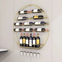 Gold Holder Wine Rack Fancy Man Minimalist Display Wall Wine Rack Living Room Modern Shelf Estante Para Vino Bar Furniture