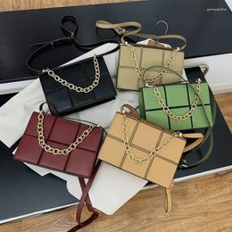 Bag Cube Design Gold Chain Small Leather Crossbody Shoulder Bags For Women 2024 Lady Trendy Travel Handbags And Purses