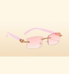 Retro Sunglasses Women Brand Designer Diamond Rimless Sun Glasses Shades Rhinestone Lens Ladies Frameless Eyeglasses1561635