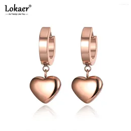 Hoop Earrings Romantic Stainless Steel Love Heart Classic Rose Gold Plated For Women E19098