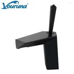 Bathroom Sink Faucets VOURUNA Fashionable Brass Single Handle Basin Faucet Mixer Matte Black Dimond Shape Taps