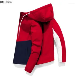 Men's Jackets 2024 Patchwork Jacket Male Bomber Spring Autumn Fashion Colorblock Casual Hood Coats Outdoor Sport