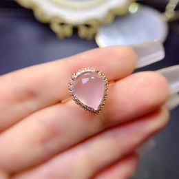 Cluster Rings FS 8 10mm Natural Rose Quartz Ring S925 Sterling Silver Fashion With Certificate Fine Charm Weddings Jewelry For Women MeiBaPJ