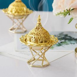 Candle Holders Middle Eastern Arab Gold Metal Incense Burner Mini Handheld Home Decoration