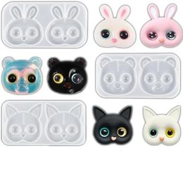 Animal Head Silicone Moulds Cute Cat Resin Moulds Rabbit Epoxy Resin Mould Bear Crystal Resin Casting Mould for Animal Keychain Jewe