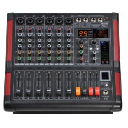 Mixer Free Mini6p 6 Channels Power Mixing Console Amplifier Bluetooth Record 99 Dsp Effect 2x170w Professional Usb Audio Mixer