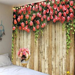 Tapestries Print Clear 3D Wooden Flowers Tapestry Wall Hanging Bedspread Dorm Cover Beach Towel Backdrop Home Room Art Multiple Sizes
