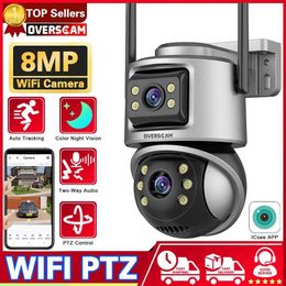 IP Cameras 8MP Wifi PTZ Camera Outdoor 4K Dual Lens Dual Screen Auto Tracking IP Camera CCTV Two-Way Audio Video Surveillance P2P ICsee/XM 24413