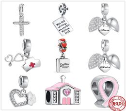 925 Silver Fit stitch Bead Cross Hospital Nurse Bracelet Charm Beads Dangle DIY Jewellery Accessories9255918