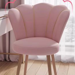 High Back Comfy Makeup Stool Girls Bedroom Luxury Pouffe Nordic Mobile Vanity Chair Design Chaise Lazy Sillas Minimal Furniture