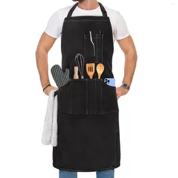 Table Mats Chef Apron For Men Kitchen With Pockets Women Large Unisex Canvas Cooking Aprons