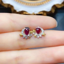 Dangle Earrings FS 4 6mm Natural Ruby/Sapphire S925 Sterling Silver Fine Fashion Weddings Jewellery For Women MeiBaPJ With Certificate