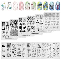 Removers Kads 15pcs Nail Stamp Plates Set Nails Art Stamping Plates Leaves Flowers Animal Chinese Christmas Nail Plate Template Image Pl