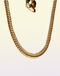 GNIMEGIL 6mm Fashion Bone Chain Long Gold Filled Curb Cuban Link Chain Necklace For Men Vintage Christmas Gifts Jewelry7162106