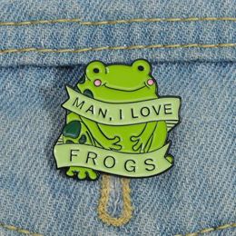 Man I Love Frogs Enamel Pins Custom MILF Brooches Lapel Badges Cartoon Funny Animal Jewellery Gift for Kids Friends