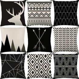 Pillow Geometric Pattern Black White Case Throw Cases Pillowcases Decorative Pillows Sofa Chair Cover