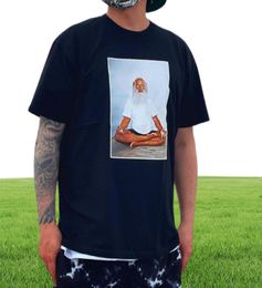 22SS Box Letter Rick Rubin Tee Meditation Printed Summer Simple Solid Color Short Sleeve Fashion Casual Breathable Men Women Coupl1330051