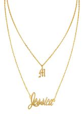 Personalised Custom Name Spaced Necklace Pendant for Women Birthday Any Name 2 Row Layerd Necklace Jewellery Gift Gold Rose Gold N8161058