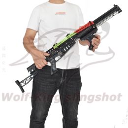 Accessories Wolf King Powerful Slingshot Rifle Metal Hunting Catapult Continuous Fire 40rounds Ammo and Arrow for Fishing and Shooting WK09