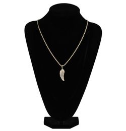 FashionGold White Gold Iced Out CZ Zirconia Lovers Angel Wing Necklace Chain Hip Hop Feather Wing Rapper Jewelry Gifts fo1521851