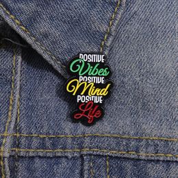 Positive Mind Enamel Pins Mental Health Metal Brooches Jewelry Lapel Badge Backpack Clothes Jewelry Accessories Gift for Friends