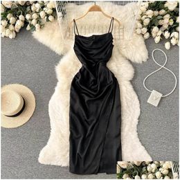 Basic Casual Dresses Temperament Womens Sling Dress High Waist Slim Summer Beach Vacation Travel Y Off Shoder Split Drop Delivery Appa Dhrvm