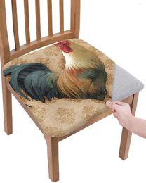 Chair Covers Farm Vintage Rooster Texture Seat Cushion Stretch Dining 2pcs Cover Slipcovers For Home El Banquet Living Room