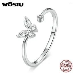 Cluster Rings WOSTU 925 Sterling Silver Butterfly Tail Ring Adjustable Finger For Women Elegant Jewelry Child CTR178