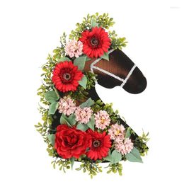 Party Decoration Front Door Wreath Eye Catching Horse Head Shaped Artificial Supplies 1 PCS