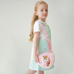 Lovely Heart Shape Handbags For Girls Embroidery Unicorn Kids Shoulder Bag Baby Girl Mini Purse
