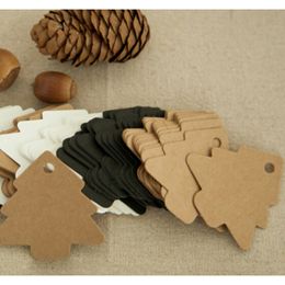 Christmas Tree Shape Label Kraft Paper Vintage Hang Blank Name Card Tag Price Tags Wedding Party Gift Tags (White)