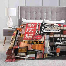 Blankets Tokyo Street Signs All Sizes Soft Cover Blanket Home Decor Bedding Urban Industrial Modern City Colourful