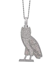 Hip hop Sweater chain Vintage Owl pendant necklaces for men women luxury designer mens bling diamond gold chain necklace Jewellery l7963349