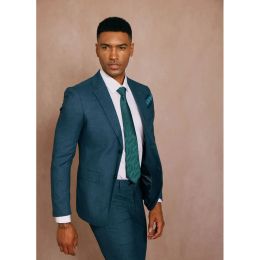 Formal Notch Lapel Men Suits 2 Piece Smart Casual Office Suit Elegant Wedding Groom Tuxedo Slim Fit Costume Homme (Blazer+Pants)