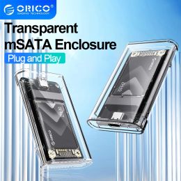 Enclosure ORICO Transparent Mini mSATA SSD Case To TypeC SSD Enclosure Adapter External Adapter 5Gbps for mSATA NGFF SSD for PC Case